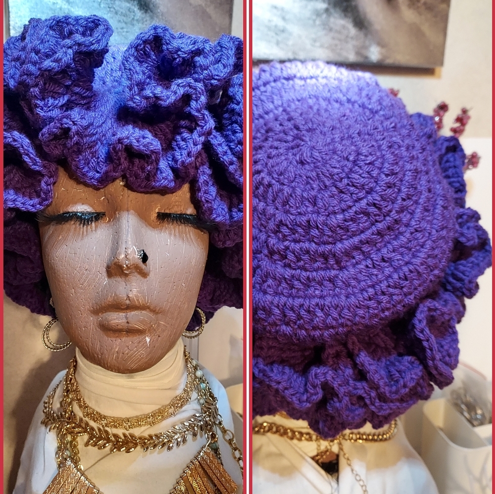 #L❤️VE:HANDMADE.  Crochet Ruffle HAT - Picture 2 of 6